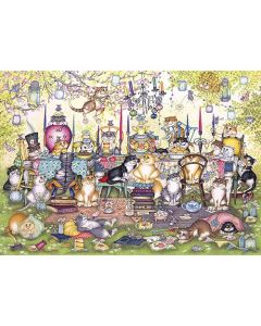 Mad Catter's Tea Party by Linda Jane Smith - XL 250 Piece Jigsaw Puzzle