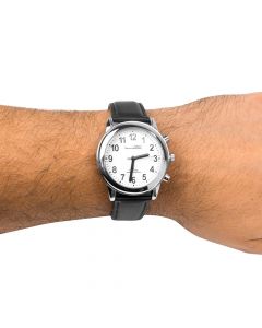 Talking wristwatch - analogue display - with leather strap